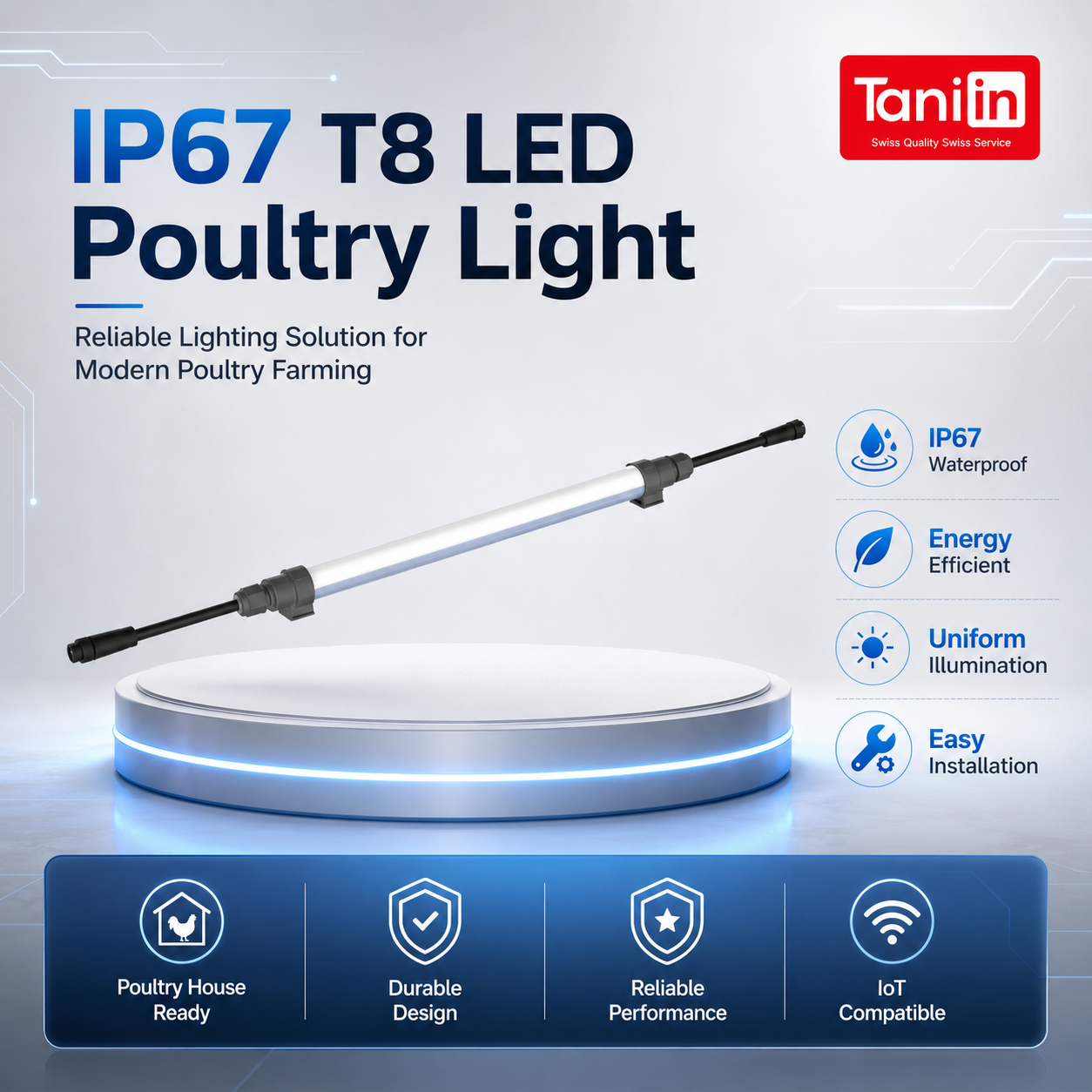 IP67 T8 Led Poultry Light