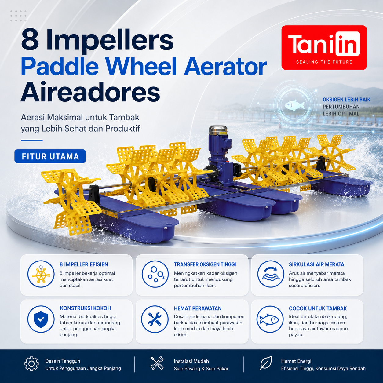 8 impellers paddle wheel aerator Aireadores - Image 4